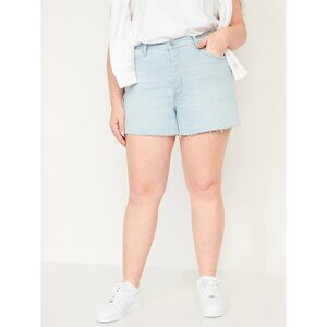 Old Navy Denim Shorts Sky Hi A-Line Blue Fray Cutoff Button Fly